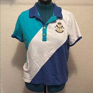 Polo Shirt with Colorblock Design and Embroidered Emblem